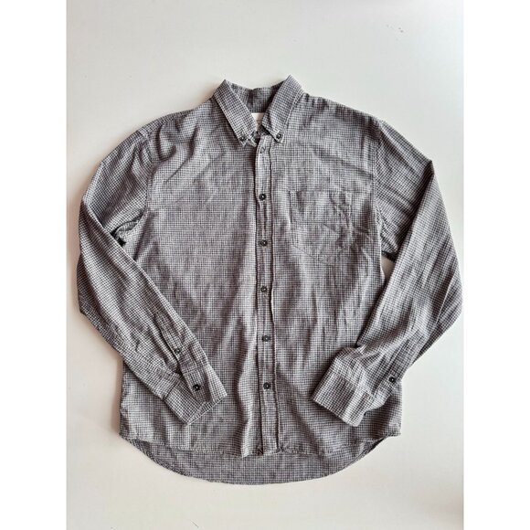 BILLY REID Kirby Standard Grey Check Cotton Flannel Button Down Shirt, Size M - Picture 3 of 14
